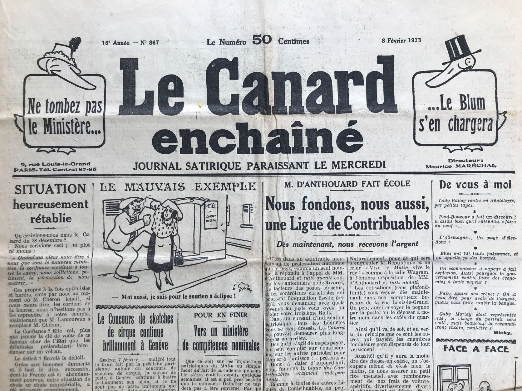 Couac ! | Acheter un Canard | Vente d'Anciens Journaux du Canard Enchaîné. Des Journaux Satiriques de Collection, Historiques & Authentiques de 1916 à 2004 ! | 867