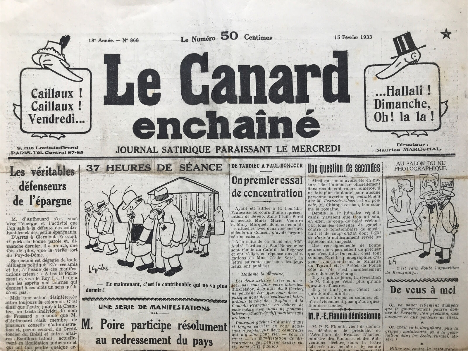 Couac ! | Acheter un Canard | Vente d'Anciens Journaux du Canard Enchaîné. Des Journaux Satiriques de Collection, Historiques & Authentiques de 1916 à 2004 ! | 868