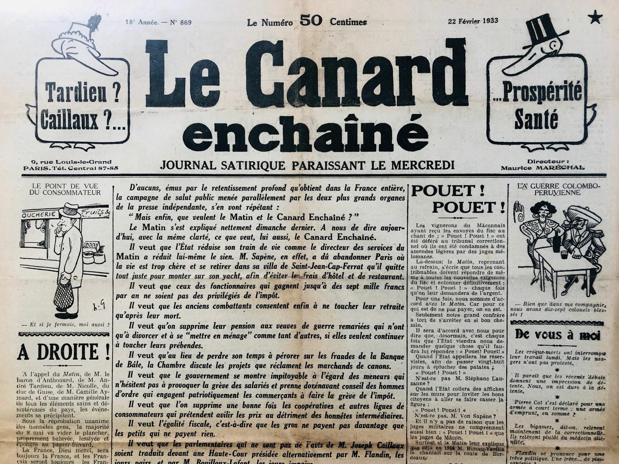 Couac ! | Acheter un Canard | Vente d'Anciens Journaux du Canard Enchaîné. Des Journaux Satiriques de Collection, Historiques & Authentiques de 1916 à 2004 ! | 869 1 rotated