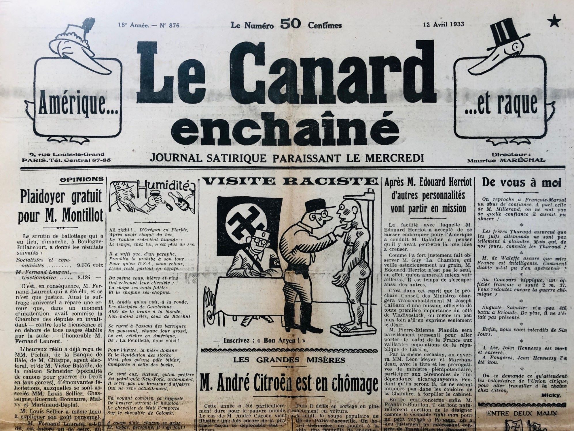 Couac ! | Acheter un Canard | Vente d'Anciens Journaux du Canard Enchaîné. Des Journaux Satiriques de Collection, Historiques & Authentiques de 1916 à 2004 ! | 876