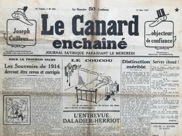 Couac ! | N° 880 du Canard Enchaîné - 10 Mai 1933 | Nos Exemplaires du Canard Enchaîné sont archivés dans de bonnes conditions de conservation (obscurité, hygrométrie maitrisée et faible température), ce qui s'avère indispensable pour des journaux anciens. | 880