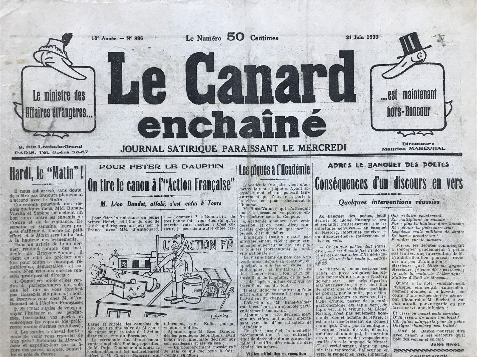 Couac ! | Acheter un Canard | Vente d'Anciens Journaux du Canard Enchaîné. Des Journaux Satiriques de Collection, Historiques & Authentiques de 1916 à 2004 ! | 886