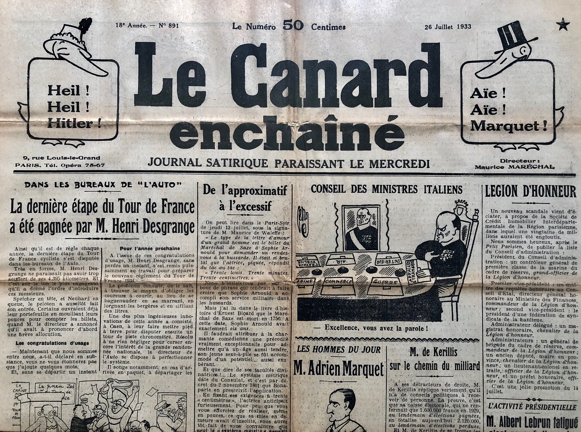 Couac ! | Acheter un Canard | Vente d'Anciens Journaux du Canard Enchaîné. Des Journaux Satiriques de Collection, Historiques & Authentiques de 1916 à 2004 ! | 891