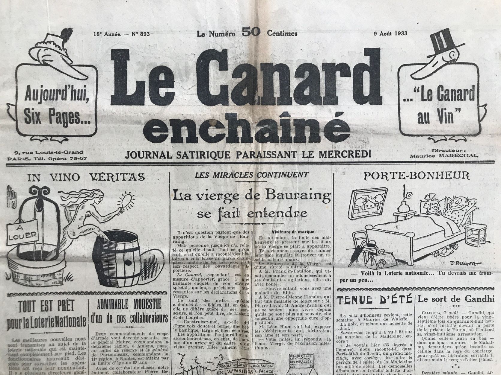 Couac ! | Acheter un Canard | Vente d'Anciens Journaux du Canard Enchaîné. Des Journaux Satiriques de Collection, Historiques & Authentiques de 1916 à 2004 ! | 893