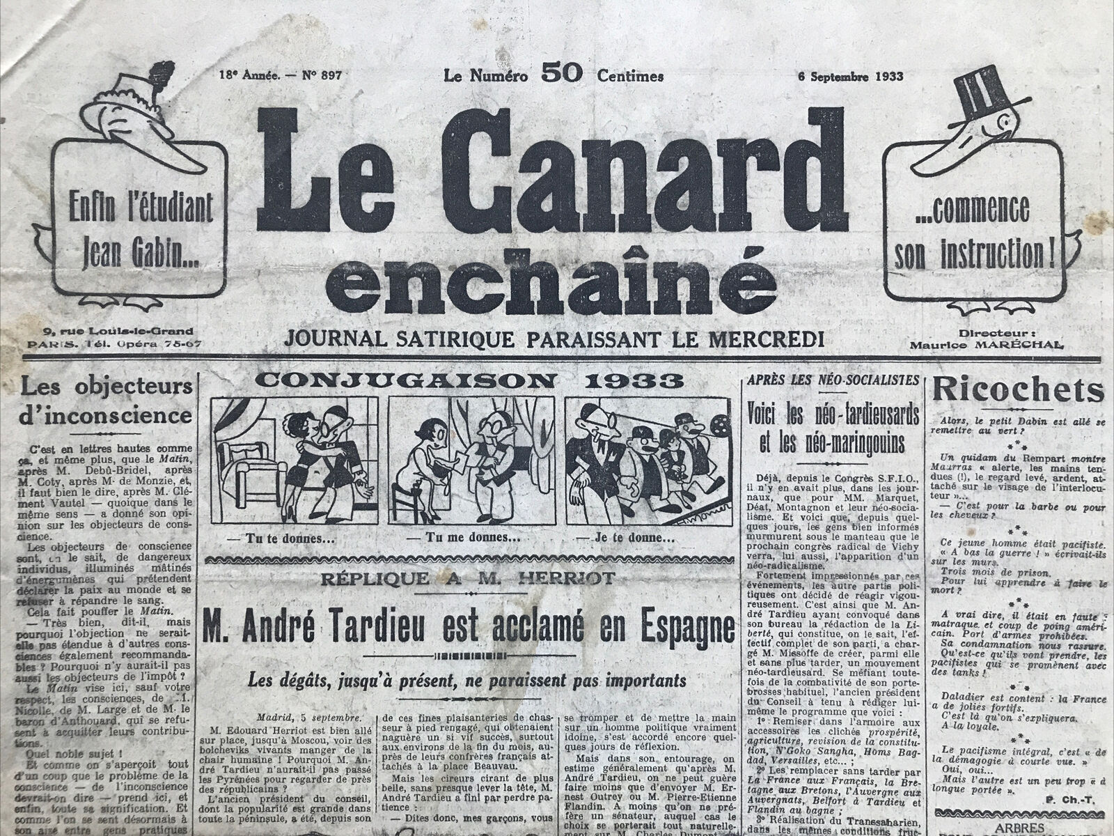 Couac ! | Acheter un Canard | Vente d'Anciens Journaux du Canard Enchaîné. Des Journaux Satiriques de Collection, Historiques & Authentiques de 1916 à 2004 ! | 897