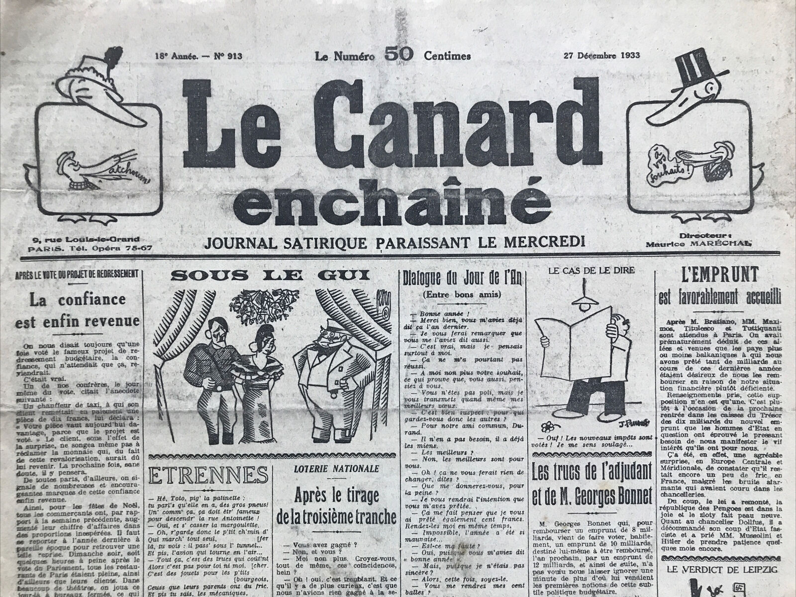 Couac ! | Acheter un Canard | Vente d'Anciens Journaux du Canard Enchaîné. Des Journaux Satiriques de Collection, Historiques & Authentiques de 1916 à 2004 ! | 913