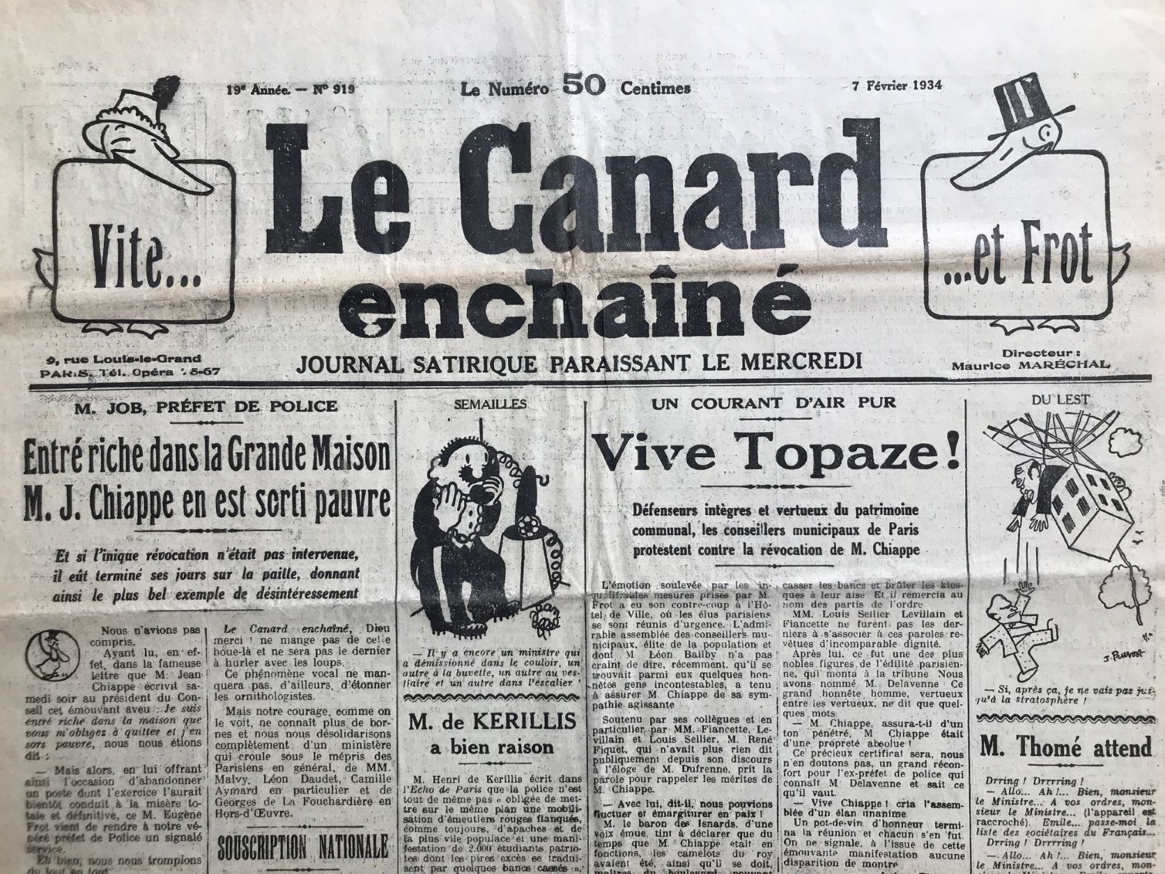 Couac ! | Acheter un Canard | Vente d'Anciens Journaux du Canard Enchaîné. Des Journaux Satiriques de Collection, Historiques & Authentiques de 1916 à 2004 ! | 919