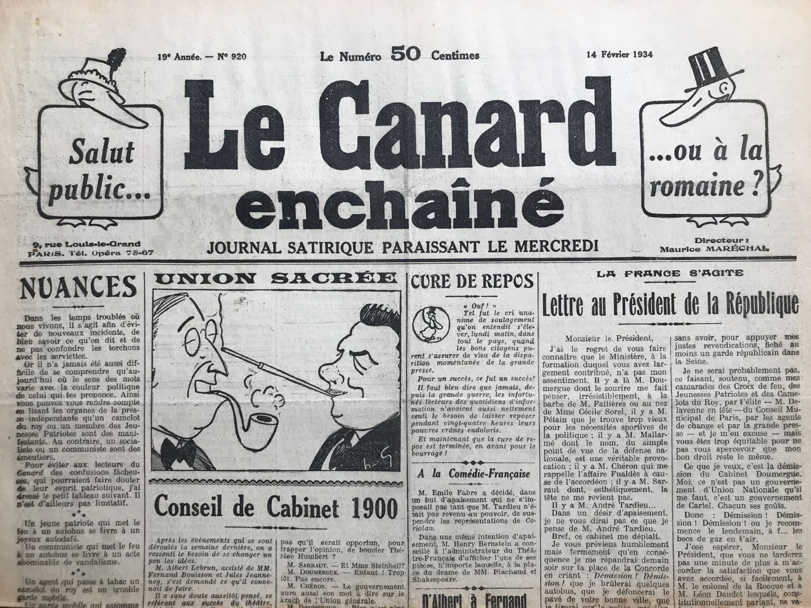 Couac ! | Acheter un Canard | Vente d'Anciens Journaux du Canard Enchaîné. Des Journaux Satiriques de Collection, Historiques & Authentiques de 1916 à 2004 ! | 920