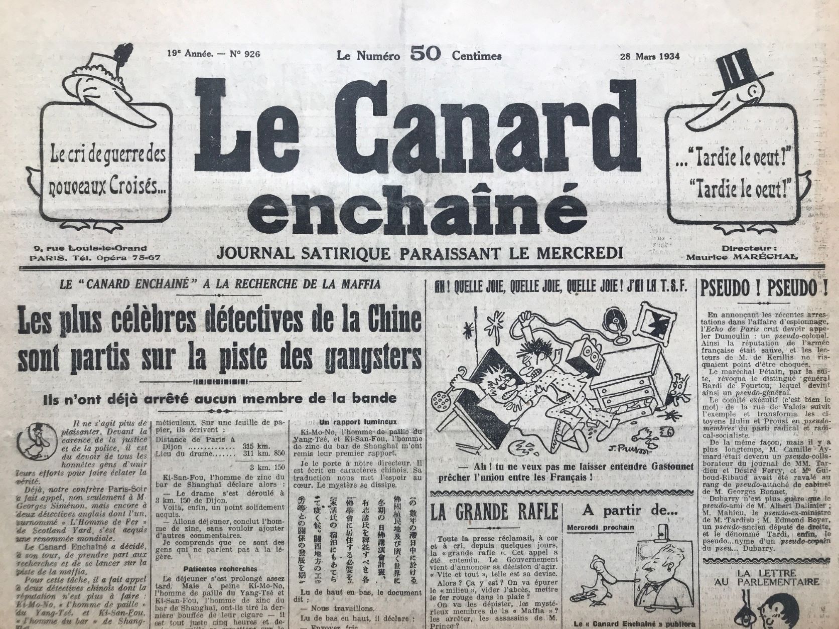 Couac ! | Acheter un Canard | Vente d'Anciens Journaux du Canard Enchaîné. Des Journaux Satiriques de Collection, Historiques & Authentiques de 1916 à 2004 ! | 926