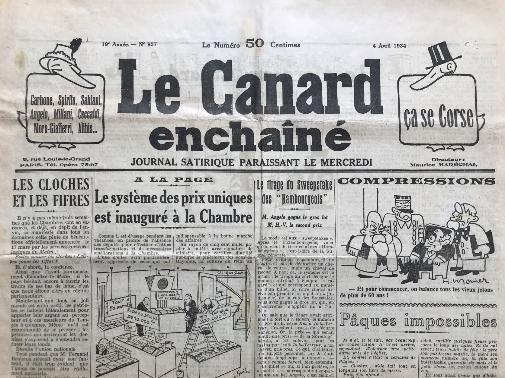 Couac ! | Acheter un Canard | Vente d'Anciens Journaux du Canard Enchaîné. Des Journaux Satiriques de Collection, Historiques & Authentiques de 1916 à 2004 ! | 927