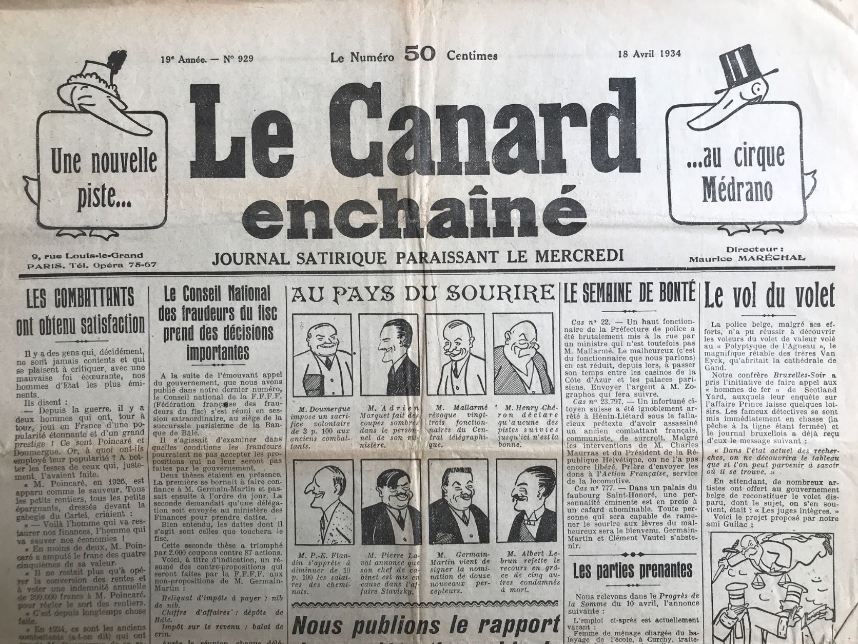 Couac ! | Acheter un Canard | Vente d'Anciens Journaux du Canard Enchaîné. Des Journaux Satiriques de Collection, Historiques & Authentiques de 1916 à 2004 ! | 929