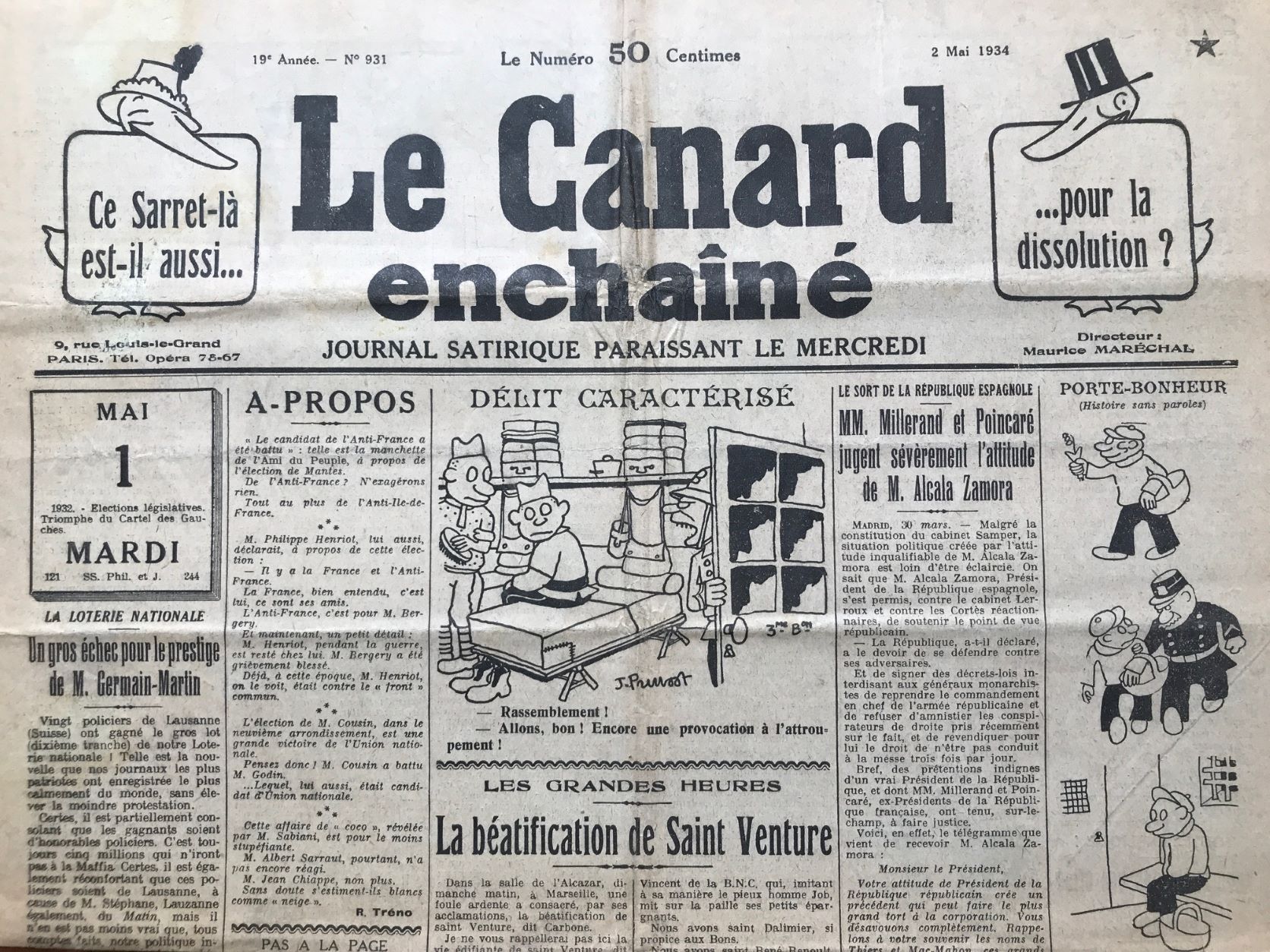 Couac ! | Acheter un Canard | Vente d'Anciens Journaux du Canard Enchaîné. Des Journaux Satiriques de Collection, Historiques & Authentiques de 1916 à 2004 ! | 931