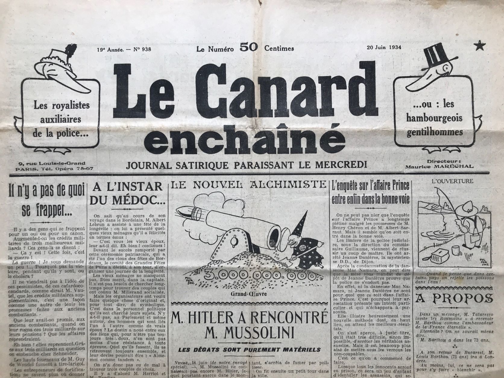 Couac ! | Acheter un Canard | Vente d'Anciens Journaux du Canard Enchaîné. Des Journaux Satiriques de Collection, Historiques & Authentiques de 1916 à 2004 ! | 938 1