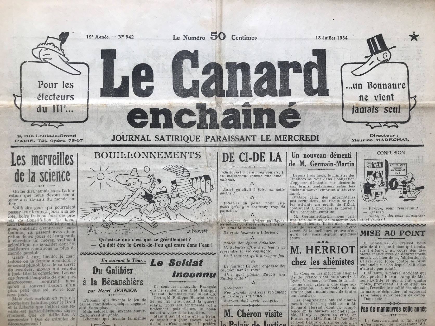 Couac ! | Acheter un Canard | Vente d'Anciens Journaux du Canard Enchaîné. Des Journaux Satiriques de Collection, Historiques & Authentiques de 1916 à 2004 ! | 942