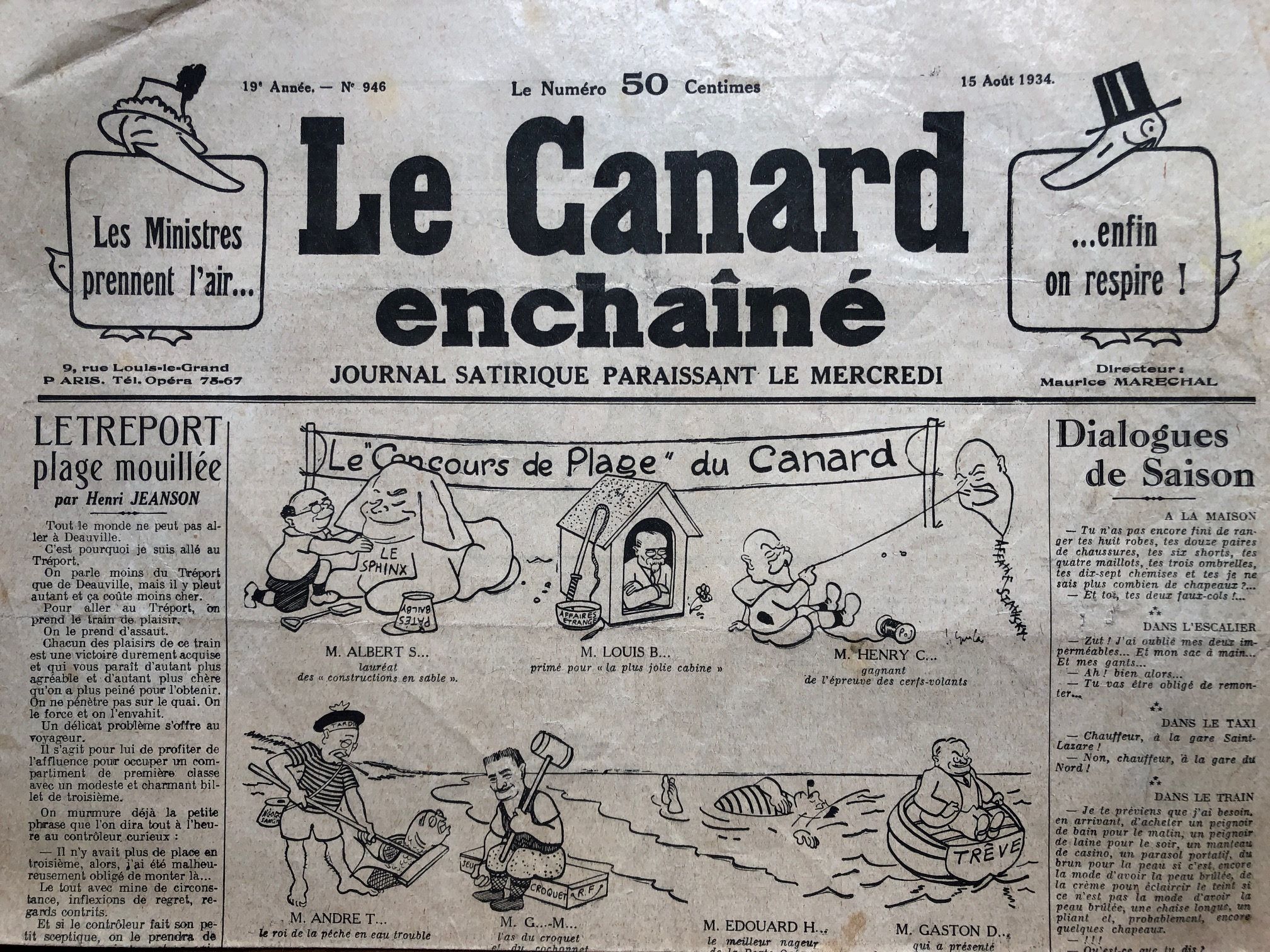 Couac ! | Acheter un Canard | Vente d'Anciens Journaux du Canard Enchaîné. Des Journaux Satiriques de Collection, Historiques & Authentiques de 1916 à 2004 ! | 946 1