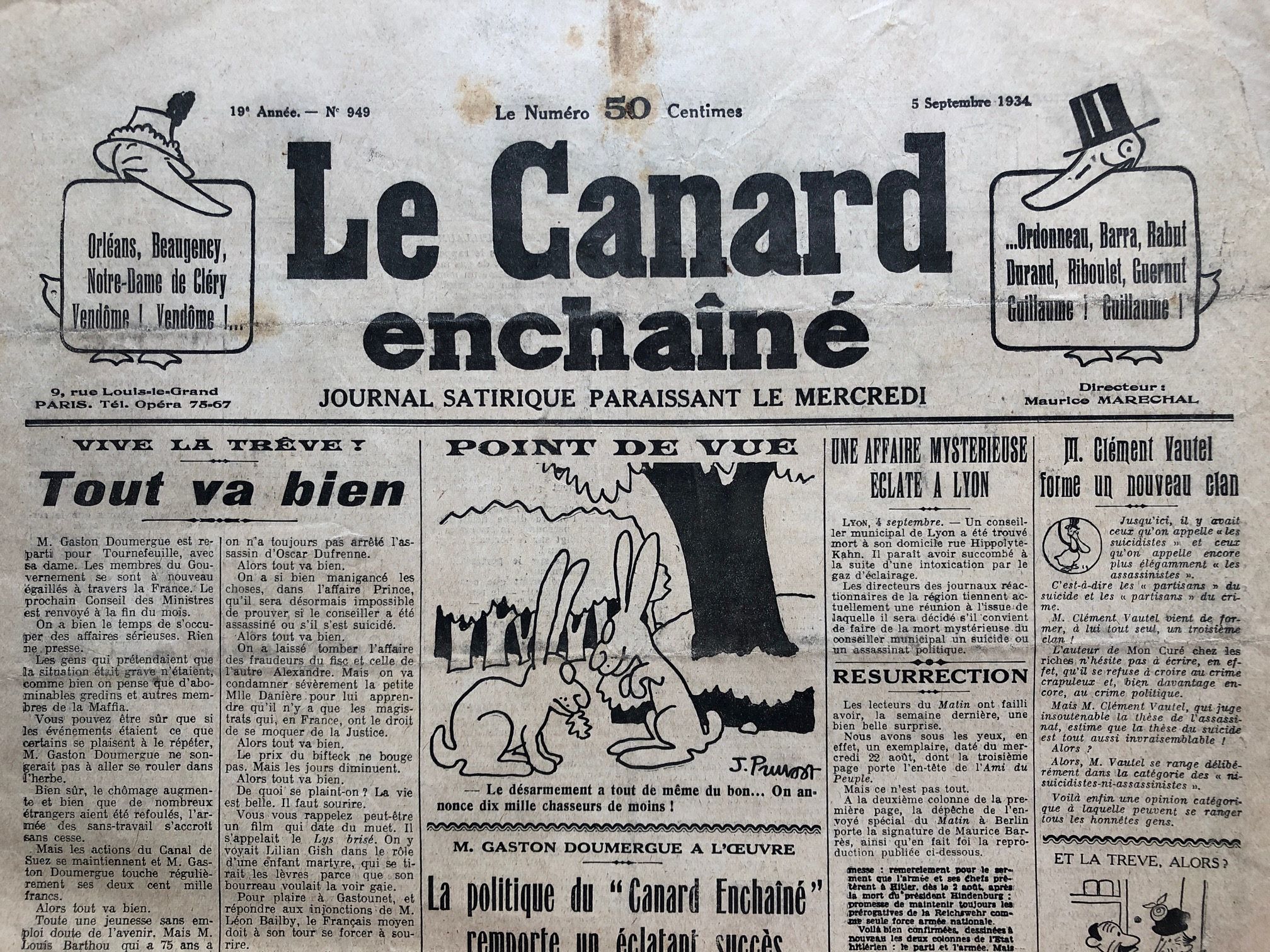 Couac ! | Acheter un Canard | Vente d'Anciens Journaux du Canard Enchaîné. Des Journaux Satiriques de Collection, Historiques & Authentiques de 1916 à 2004 ! | 949