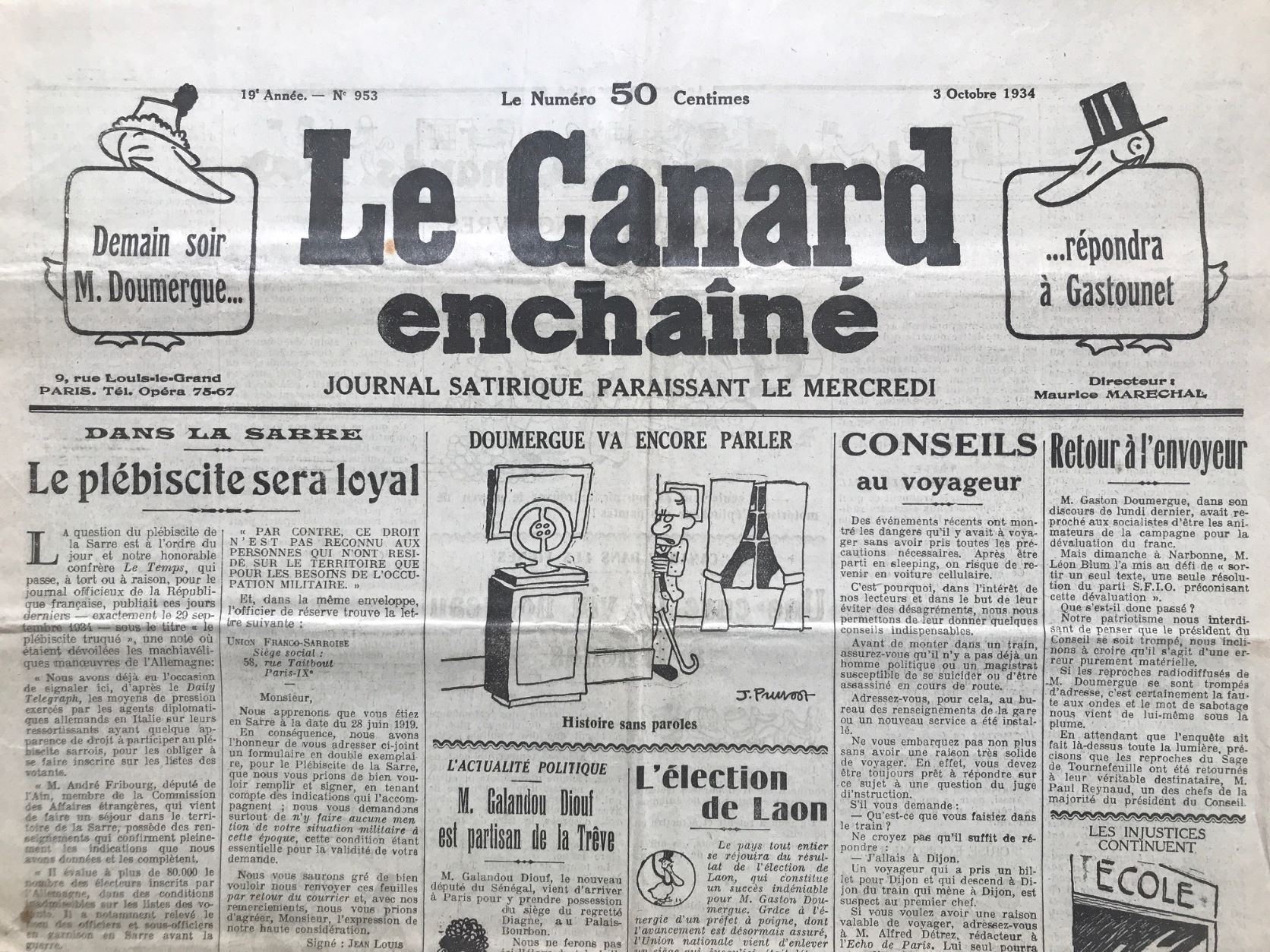 Couac ! | Acheter un Canard | Vente d'Anciens Journaux du Canard Enchaîné. Des Journaux Satiriques de Collection, Historiques & Authentiques de 1916 à 2004 ! | 953