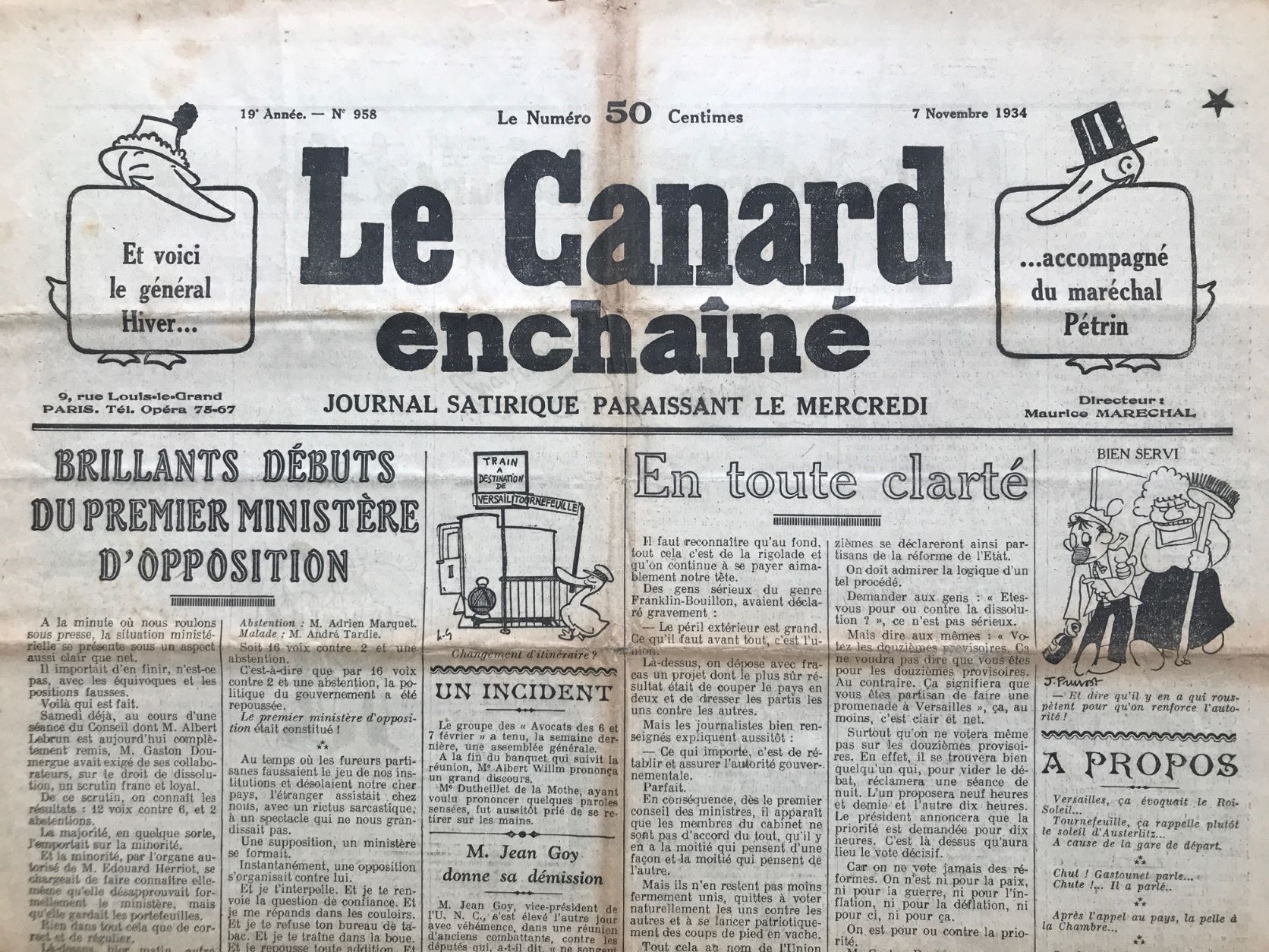 Couac ! | Acheter un Canard | Vente d'Anciens Journaux du Canard Enchaîné. Des Journaux Satiriques de Collection, Historiques & Authentiques de 1916 à 2004 ! | 958