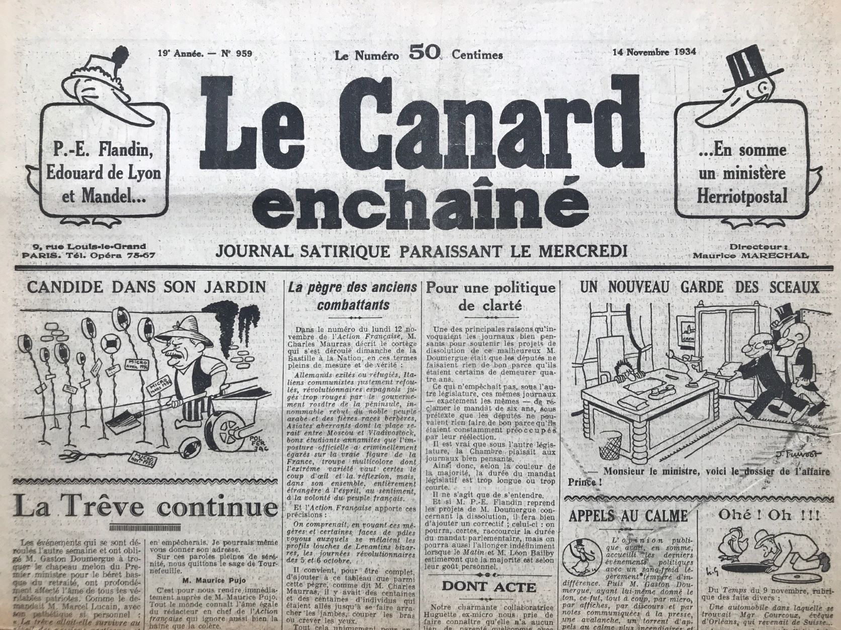 Couac ! | Acheter un Canard | Vente d'Anciens Journaux du Canard Enchaîné. Des Journaux Satiriques de Collection, Historiques & Authentiques de 1916 à 2004 ! | 959