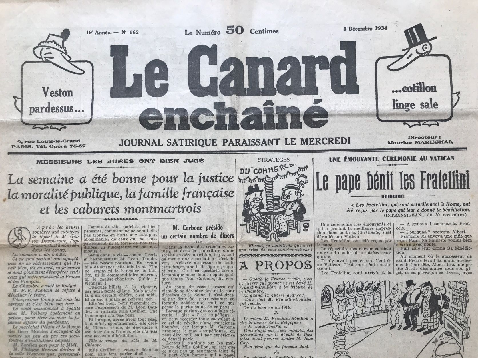 Couac ! | Acheter un Canard | Vente d'Anciens Journaux du Canard Enchaîné. Des Journaux Satiriques de Collection, Historiques & Authentiques de 1916 à 2004 ! | 962