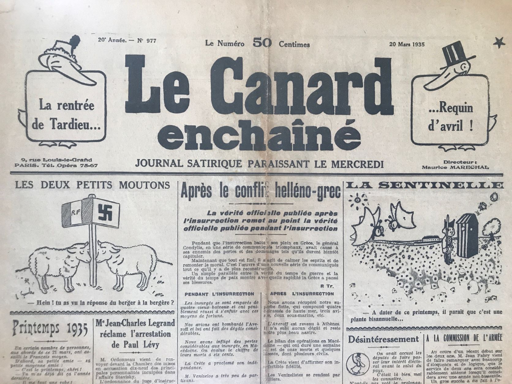 Couac ! | Acheter un Canard | Vente d'Anciens Journaux du Canard Enchaîné. Des Journaux Satiriques de Collection, Historiques & Authentiques de 1916 à 2004 ! | 977