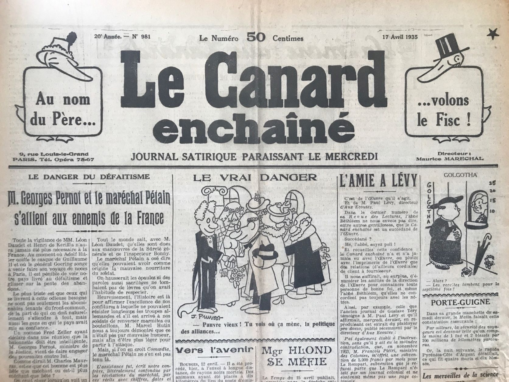 Couac ! | Acheter un Canard | Vente d'Anciens Journaux du Canard Enchaîné. Des Journaux Satiriques de Collection, Historiques & Authentiques de 1916 à 2004 ! | 981