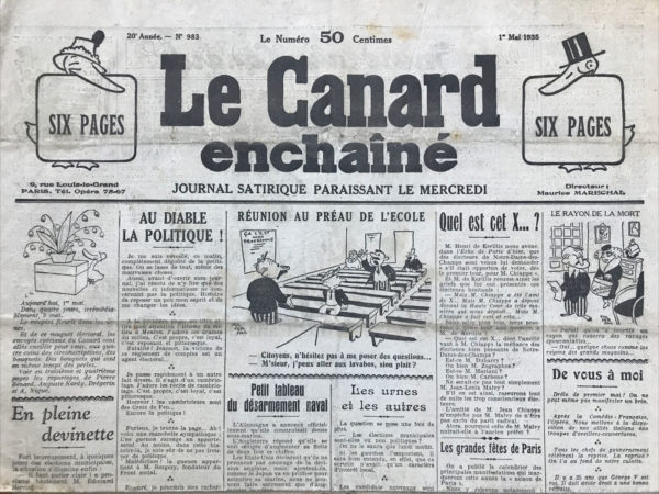 Couac ! | N° 983 du Canard Enchaîné - 1 Mai 1935 | Les Mystères de la Publicité - Jean Galtier-Boissière Dans cet article incisif et satirique, Jean Galtier-Boissière explore les dessous de la publicité dans la presse, mettant en lumière les mécanismes complexes et souvent occultes qui guident les contenus journalistiques. Galtier-Boissière commence par dissiper l'illusion que les journaux sont partagés entre rédaction et publicité. Il cite Émile de Girardin, pionnier de la presse moderne, pour souligner que chaque ligne peut être influencée par des intérêts financiers. Au départ, la publicité visait à attirer les clients vers un marchand spécifique. Mais rapidement, la publicité collective a émergé, où des groupes de producteurs ou commerçants promeuvent un produit commun, comme le sucre ou les bananes, plutôt qu'une marque spécifique. Le troisième niveau, selon l'auteur, est plus subtil : des articles qui semblent indépendants mais qui, en réalité, sont des publicités déguisées. C’est ce type de publicité qui, d’après Galtier-Boissière, alimente la peur du « péril aérochimique ». Les fabricants de masques à gaz et d’abris utilisent cette peur pour pousser les civils à acheter leurs produits, alimentant ainsi une campagne de panique orchestrée par des articles apparemment informatifs. Galtier-Boissière aborde ensuite les budgets de « silence », payés par des banques, des industries ou des États pour minimiser ou ignorer des faits désagréables, comme des vols ou des accidents. Il décrit également le niveau le plus secret de la publicité : des contrats avec des munitionnaires et des politiciens pour diffuser de fausses nouvelles sensationnelles à des moments stratégiques, souvent relayées par des journaux étrangers de peu de renommée pour être ensuite reprises par la presse nationale. L’auteur cite l'exemple d'un grand quotidien parisien ayant un contrat publicitaire avec la firme américaine d'explosifs Dupont de Nemours. Durant la guerre, cette firme a profité des Alliés tout en rééquipant l'Allemagne nazie. Le contrat stipulait que le journal devait parler de l'Allemagne quotidiennement, sans en dire plus, laissant entendre que des insinuations suffisent à semer la confusion ou la peur. Avec son ton caustique, Galtier-Boissière expose les rouages cachés de la publicité dans la presse, dénonçant la manipulation de l'opinion publique par des intérêts commerciaux et politiques. Il met en garde contre la crédulité face aux informations médiatiques, suggérant que derrière chaque ligne se cache une intention souvent bien éloignée de l'information pure et simple. | 983