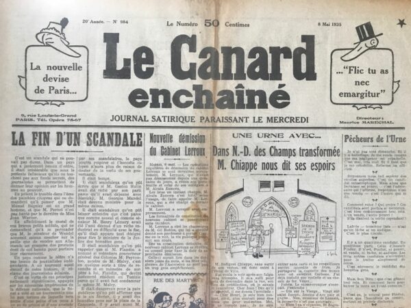 Couac ! | N° 984 du Canard Enchaîné - 8 Mai 1935 | Le Général Weygand, Suez et le Jubilé - Jean Galtier-Boissière Dans cet article, Jean Galtier-Boissière critique vivement le général Maxime Weygand, mettant en lumière ses liens avec la Compagnie du Canal de Suez et ses implications financières et politiques. Galtier-Boissière commence par une anecdote sur les origines supposées royales de Weygand, fils naturel du roi des Belges Léopold II. Cependant, il juge cette information secondaire par rapport aux révélations qui suivent. Il cite les travaux de Mennevée, un expert en affaires financières, pour souligner la domination anglaise sur la Compagnie du Canal de Suez, largement contrôlée par des porteurs anglais et l'Intelligence Service, désignée par Mennevée comme la « Puissance Inconnue ». En évoquant le passé de Weygand comme Haut-commissaire en Syrie, l'auteur rappelle les actes anti-français orchestrés par l'Intelligence Service, y compris les assassinats de soldats français et les troubles fomentés par Lawrence d'Arabie. Galtier-Boissière critique Weygand pour avoir accepté un poste bien rémunéré au sein de cette organisation, autrefois hostile à la France. Le critique se concentre ensuite sur la rapidité avec laquelle Weygand a amassé la somme nécessaire pour devenir administrateur de la Compagnie du Canal de Suez. En janvier 1935, Weygand se disait pauvre et incapable de maintenir son passe-temps équestre. Cependant, quelques mois plus tard, il obtient un poste au Suez avec un salaire annuel de 300 000 francs. Galtier-Boissière explique que pour devenir administrateur, il faut posséder au moins 100 actions, représentant environ deux millions de francs, et se demande comment Weygand a pu réunir cette somme en si peu de temps. La seule explication plausible, selon Galtier-Boissière, est que Weygand a bénéficié d'un prêt de la part d'un capitaliste ou d'un groupe financier, possiblement orchestré par des figures influentes comme Bazil Zaharoff, soupçonné d'être un chef de l'espionnage anglais. Cette relation rend Weygand redevable à des intérêts financiers étrangers, ce qui pose des questions sur son intégrité et son patriotisme. L'article mentionne une dépêche du journal *Le Matin*, indiquant que Weygand a été invité par le roi George V à participer aux fêtes du Jubilé à Londres, aux côtés de chefs militaires britanniques. Galtier-Boissière utilise cette invitation pour illustrer le service rendu par Weygand aux intérêts britanniques, soulignant l’incongruité de voir un ancien général français honoré par une puissance étrangère tout en étant impliqué dans une affaire sous l'égide de l'Intelligence Service. Galtier-Boissière conclut en remettant en question la légitimité de Weygand à donner des leçons de patriotisme aux Français. Il le décrit comme un serviteur des intérêts britanniques, par son rôle au sein de la Compagnie du Suez et sa participation aux célébrations du Jubilé, en compagnie de figures influentes de l'impérialisme britannique. Cette critique acerbe révèle les tensions et les méfiances envers les connexions internationales de figures militaires françaises, soulignant les enjeux de loyauté et d'intégrité dans un contexte de rivalités impérialistes. | 984