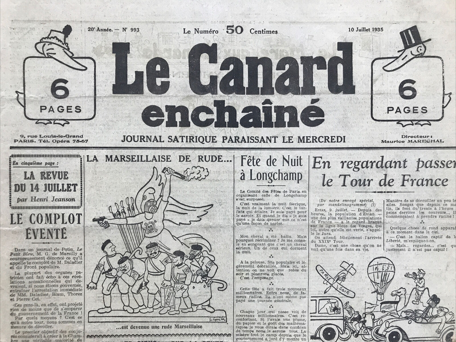 Couac ! | Acheter un Canard | Vente d'Anciens Journaux du Canard Enchaîné. Des Journaux Satiriques de Collection, Historiques & Authentiques de 1916 à 2004 ! | 993