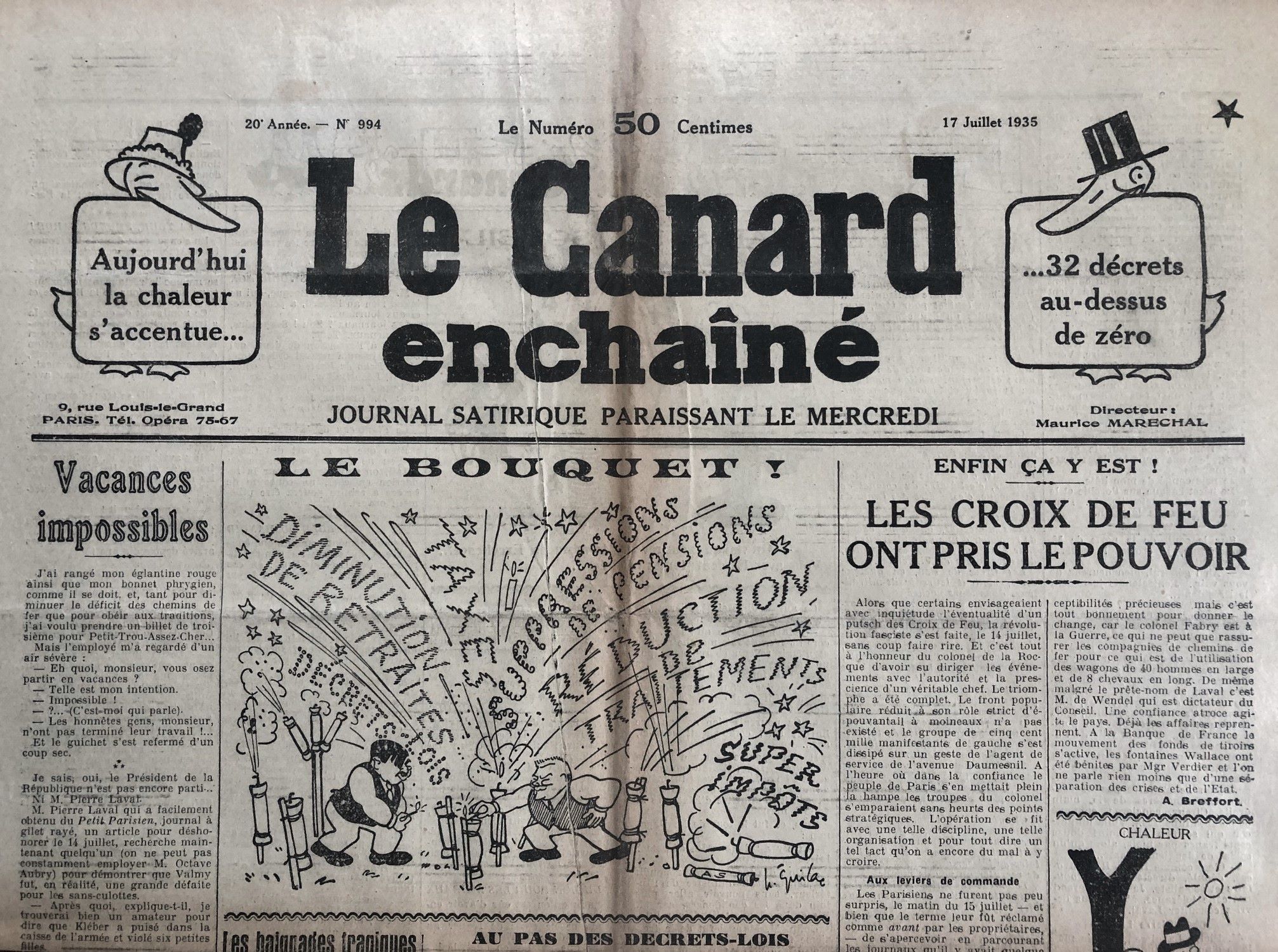 Couac ! | Acheter un Canard | Vente d'Anciens Journaux du Canard Enchaîné. Des Journaux Satiriques de Collection, Historiques & Authentiques de 1916 à 2004 ! | 994 1