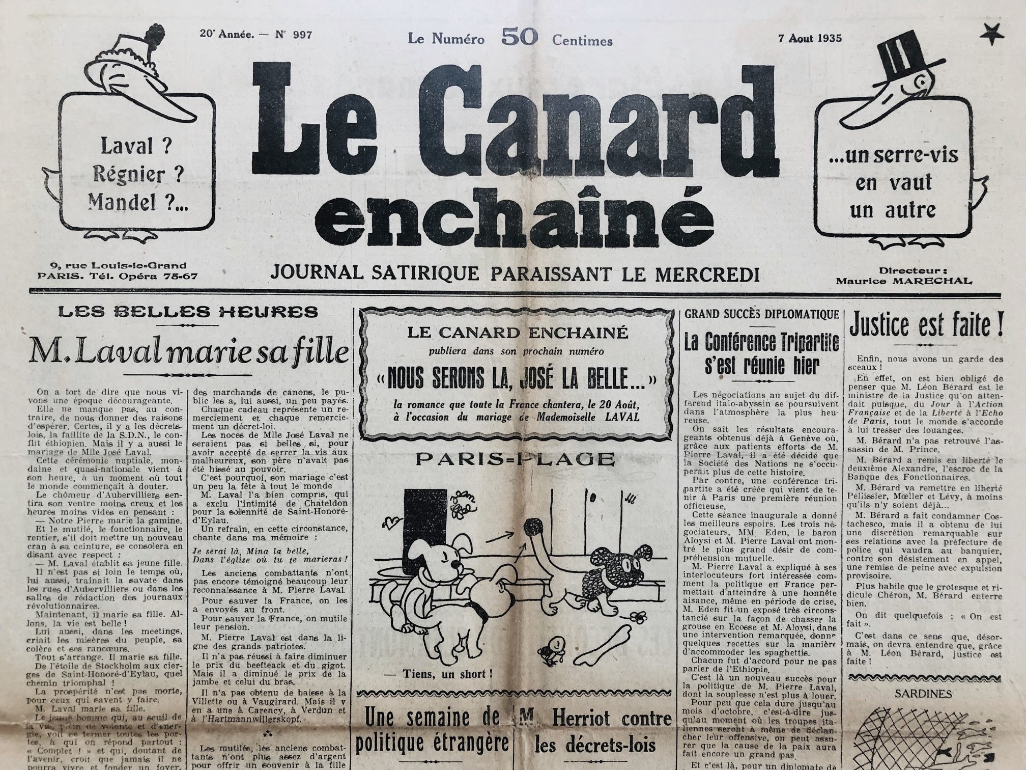 Couac ! | Acheter un Canard | Vente d'Anciens Journaux du Canard Enchaîné. Des Journaux Satiriques de Collection, Historiques & Authentiques de 1916 à 2004 ! | 997 3