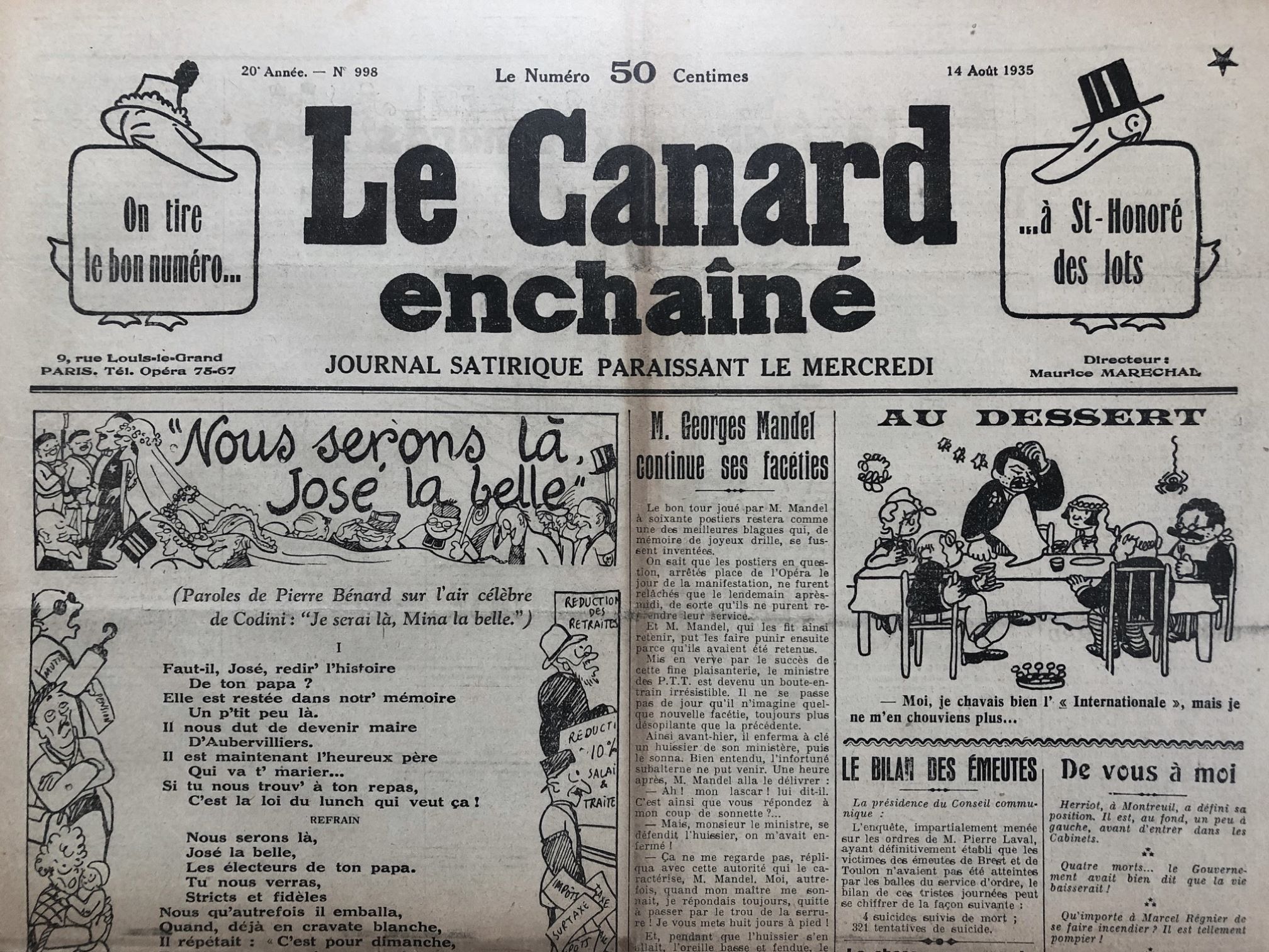 Couac ! | Acheter un Canard | Vente d'Anciens Journaux du Canard Enchaîné. Des Journaux Satiriques de Collection, Historiques & Authentiques de 1916 à 2004 ! | 998 1