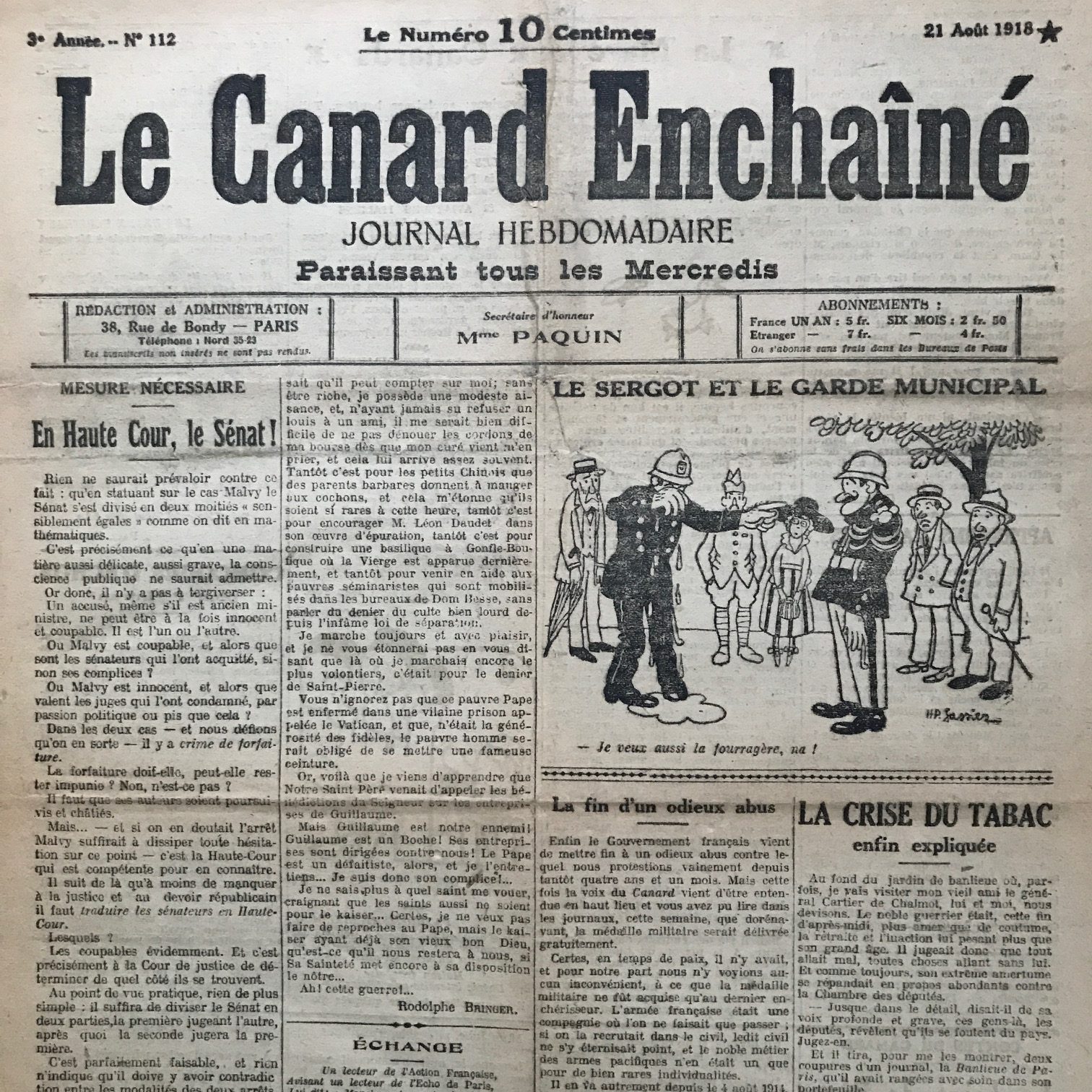 Couac ! | Acheter un Canard | Vente d'Anciens Journaux du Canard Enchaîné. Des Journaux Satiriques de Collection, Historiques & Authentiques de 1916 à 2004 ! | 112 rotated