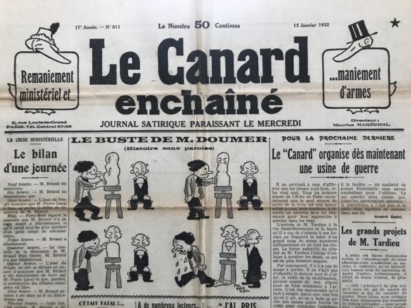 Couac ! | N° 811 du Canard Enchaîné - 13 Janvier 1932 | Nos Exemplaires du Canard Enchaîné sont archivés dans de bonnes conditions de conservation (obscurité, hygrométrie maitrisée et faible température), ce qui s'avère indispensable pour des journaux anciens. | 811