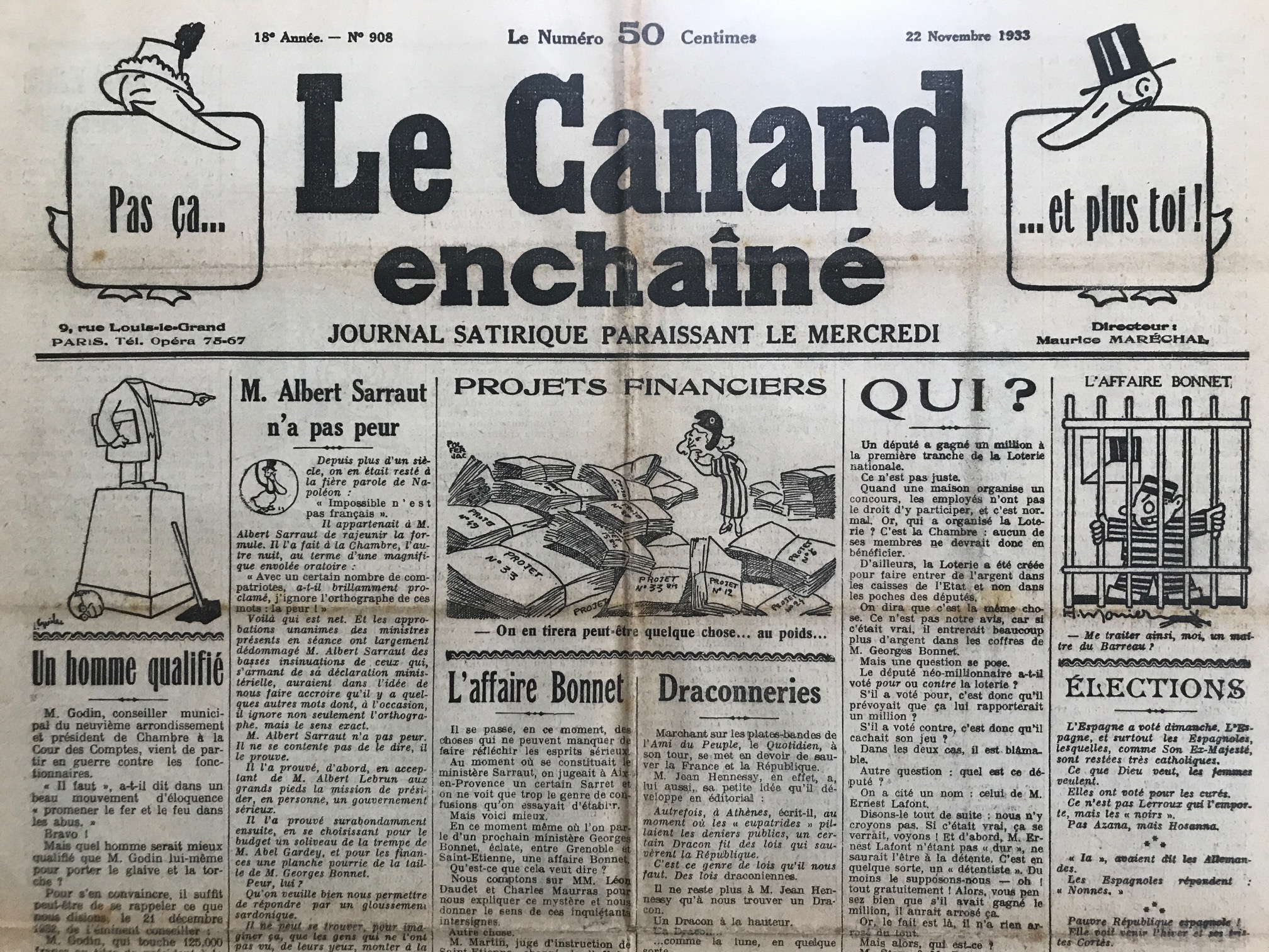 Couac ! | Acheter un Canard | Vente d'Anciens Journaux du Canard Enchaîné. Des Journaux Satiriques de Collection, Historiques & Authentiques de 1916 à 2004 ! | 908