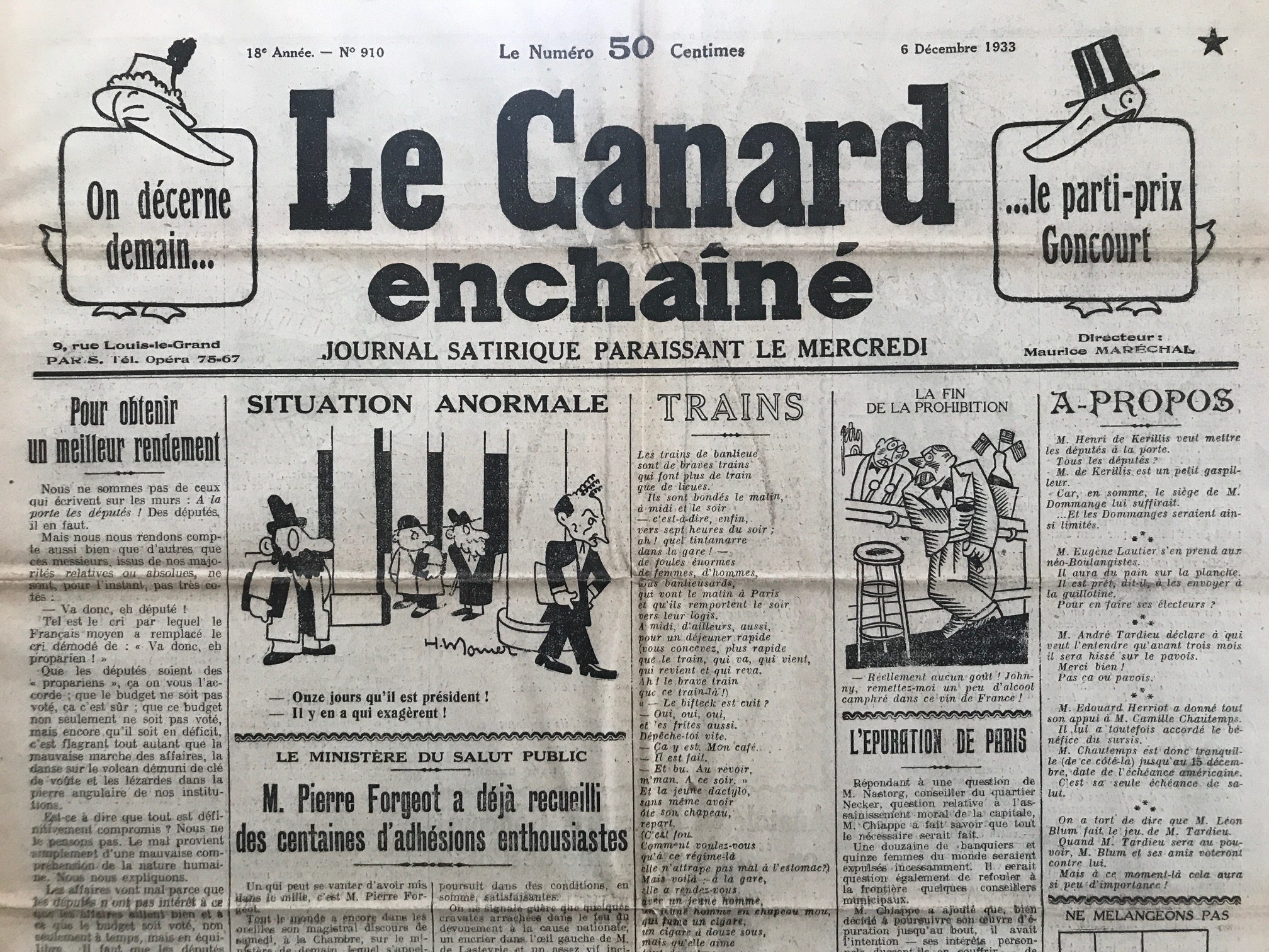 Couac ! | Acheter un Canard | Vente d'Anciens Journaux du Canard Enchaîné. Des Journaux Satiriques de Collection, Historiques & Authentiques de 1916 à 2004 ! | 910