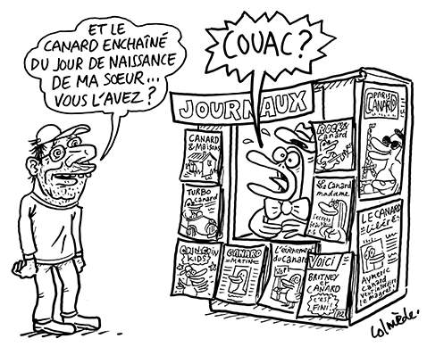 Dessin Lolmède - Couac ! Vente Journaux Anciens de Collection du Canard Enchaîné - Journaux Anniversaire