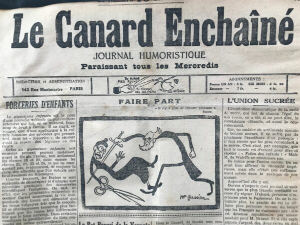 Couac ! | N° 39 du Canard Enchaîné - 28 Mars 1917 | Nos Exemplaires du Canard Enchaîné sont archivés dans de bonnes conditions de conservation (obscurité, hygrométrie maitrisée et faible température), ce qui s'avère indispensable pour des journaux anciens. | 39 1 e1709710634547