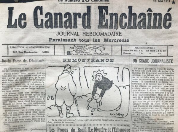 Couac ! | N° 46 du Canard Enchaîné - 16 Mai 1917 | Nos Exemplaires du Canard Enchaîné sont archivés dans de bonnes conditions de conservation (obscurité, hygrométrie maitrisée et faible température), ce qui s'avère indispensable pour des journaux anciens. | 46