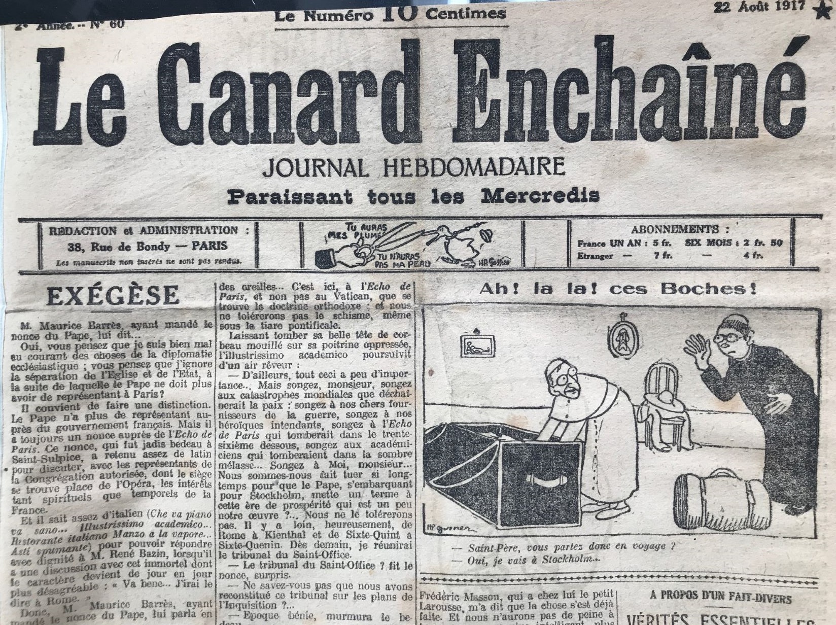 Couac ! | Acheter un Canard | Vente d'Anciens Journaux du Canard Enchaîné. Des Journaux Satiriques de Collection, Historiques & Authentiques de 1916 à 2004 ! | 60