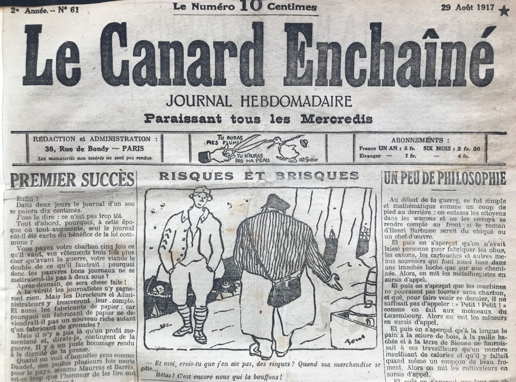 Couac ! | Acheter un Canard | Vente d'Anciens Journaux du Canard Enchaîné. Des Journaux Satiriques de Collection, Historiques & Authentiques de 1916 à 2004 ! | 61