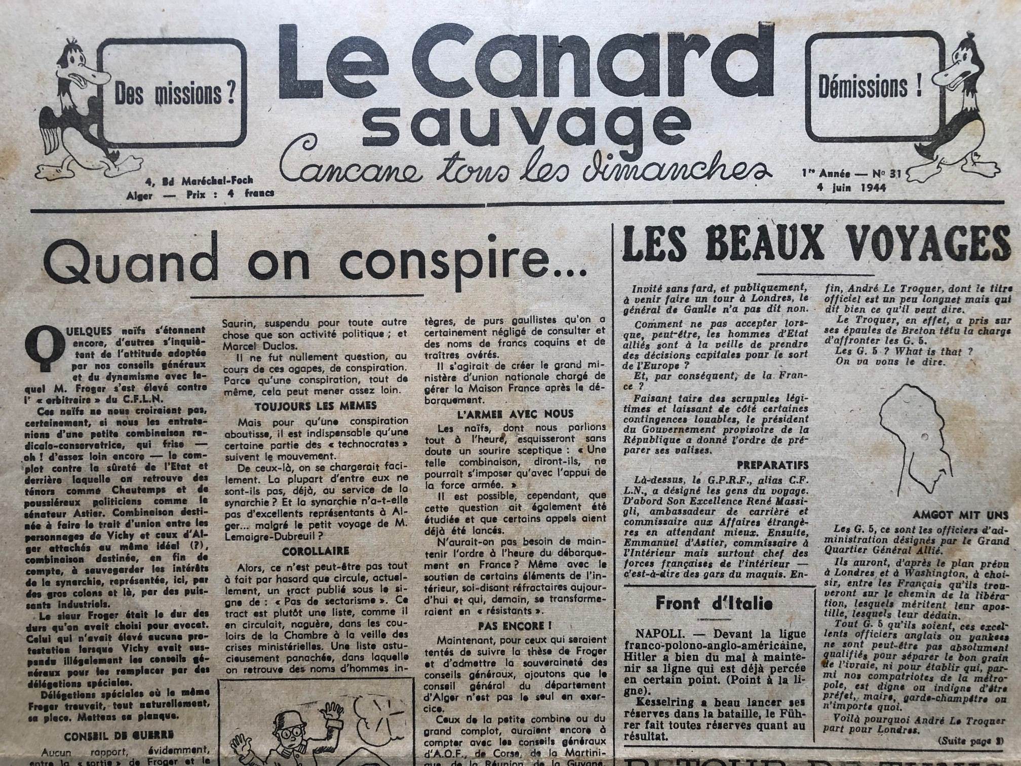 Couac ! | Acheter un Canard | Vente d'Anciens Journaux du Canard Enchaîné. Des Journaux Satiriques de Collection, Historiques & Authentiques de 1916 à 2004 ! | 31