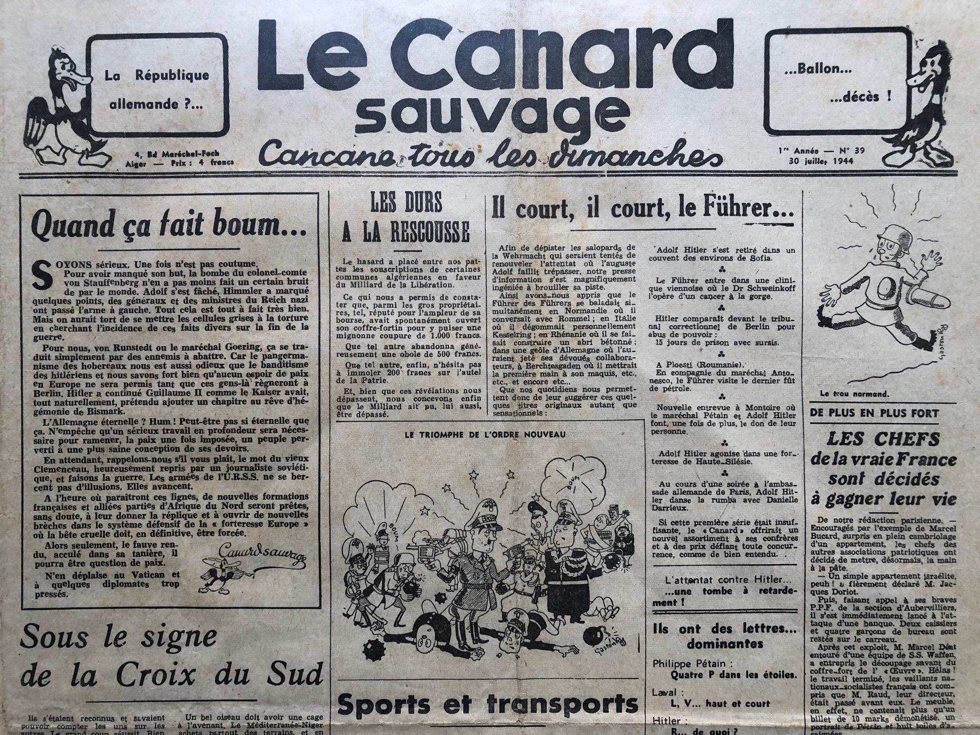 Couac ! | Acheter un Canard | Vente d'Anciens Journaux du Canard Enchaîné. Des Journaux Satiriques de Collection, Historiques & Authentiques de 1916 à 2004 ! | 39